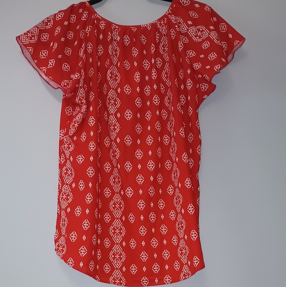 Simple Fun  Red and White Blouse M - Picture 3 of 7